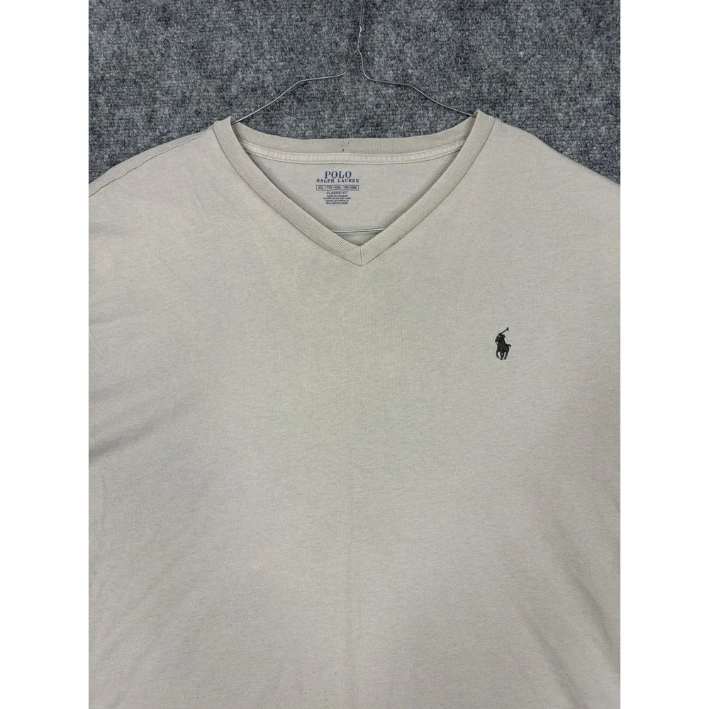 Polo Ralph Lauren Mens XXL Tan Beige V-Neck Classic Fit Short Sleeve T-Shirt